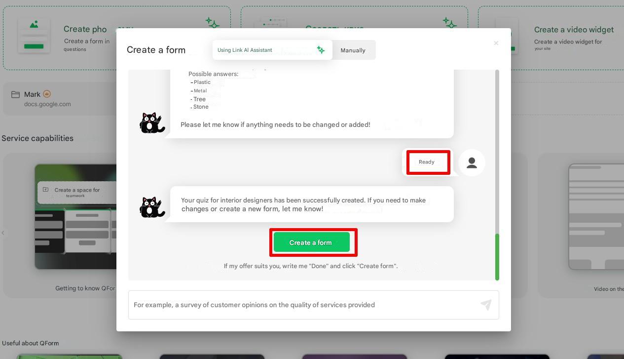 Create forms with AI assistant | QForm